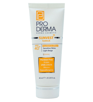 کرم ضد آفتاب رنگی پرودرما با SPF40 مناسب پوست حساس حجم 40 میلی لیتر